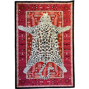 Rugs Modern Mira 889 Kırmızı Vintage Görünüm Leopar Halı