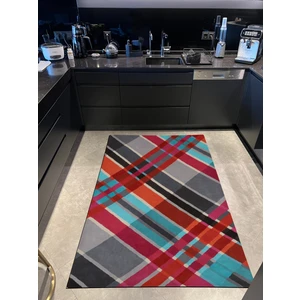 Rugs Modern mira  1047 Ekose Fuşya Turuncu Gri Çok Renkli  Dokuma Taban Halı