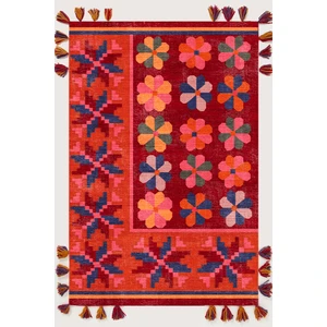 Rugs Modern Mira 567 Etnik Çiçek Temalı Saçaklı Etnik Dokuma Taban Kilim