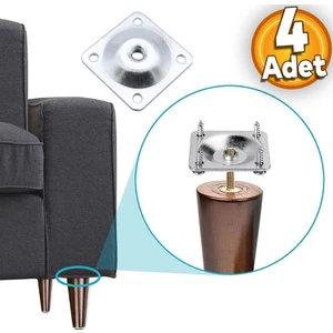 Mobilya Baza Koltuk Zigon Ayağı Metal Bağlantı Aparatı Düz Ayakları Tabanı M8 Civatalı (4 Adet)