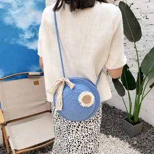 Go Biz Moda Rahat Plaj Çantası, Hasır Kadın Omuz Çantası, Çevre Dostu Dokuma Eğimli Küçük Yuvarlak Çanta (Yurt Dışından)