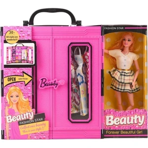 Furkan Oyuncak Sonsuz Hareket Bebekli Barbie Gardrobu, Çantalı Giysi Dolabı