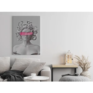 Rugs Modern Kanvas Tablo Pembe Sansürlü Yılanlı Heykel Kadın 105