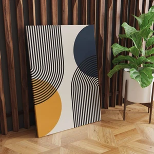 Rugs Modern Kanvas Tablo Lacivert Sarı Minimalist ve Geometrik 55