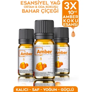 Amber Çiçeği Oda Kokusu Esansiyel Uçucu Yağ 3X10ML %100 Saf & Doğal Ortam Oda Kokusu Esansı Buhardanlık Difüzör Kokusu