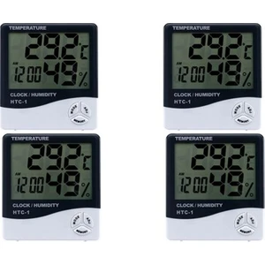 4 Adet Htc-1 Masa Termometre Dijital Nem Ölçer Sıcaklık Isı Alarm
