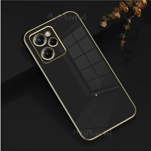 M.TK Moveteck Xiaomi Poco X5 Pro 5g Uyumlu Kılıf Kamera Lens Korumalı Parlak Gold Altın Kenarlı Yumuşak Silikon Kapak