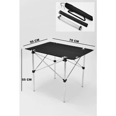 Exent 50X70 cm Kamp Masası Katlanabilir Masa, Piknik Bahçe Balkon Plaj Masası, Taşıma Çantalı