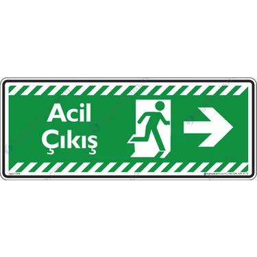 İsg Tabelam 30x12cm/fosforlu etiket/Acil Çıkış Sağa