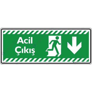 İsg Tabelam 30x12cm/fosforlu etiket/Acil Çıkış Aşağıya