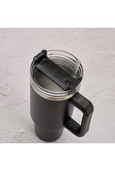 Dmxtop 40OZ Kulplu Taşınabilir Araba Bardağı - Siyah (Yurt Dışından)