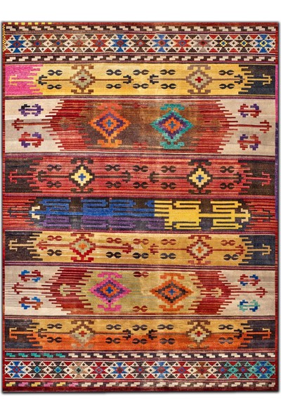 Rugs Modern mira 1245 Etnik Eskitme ve Vintage Görünüm Çok Renkli  Dokuma Taban Halı