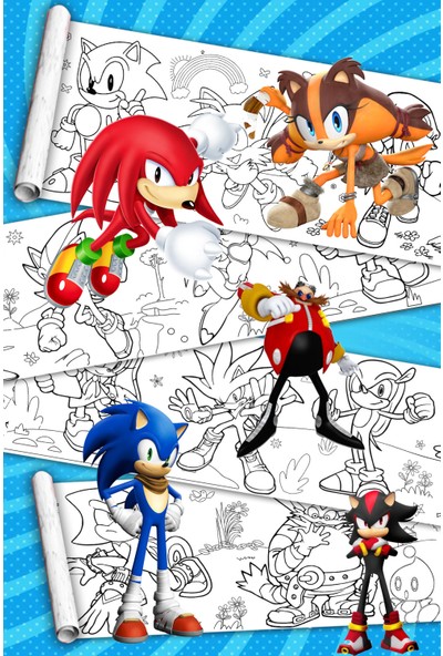 Sonic Boom - Sonic Karakterleri - Dev Boyama Kağıdı - Boyama Rulosu - Büyük Boy 5 Metre Uzunluk