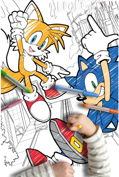 Sonic Boom - Sonic Karakterleri - Dev Boyama Kağıdı - Boyama Rulosu - Büyük Boy 5 Metre Uzunluk