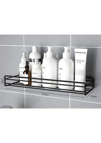 Yapışkanlı Paslanmaz Dikdörtgen Banyo Rafı Mat Siyah fiyatları