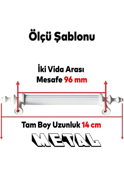 Mobilya Banyo Mutfak Dolabı Çekmece Dolap Kapak Kulpu Kulbu Beyaz 96 mm Metal Kulp