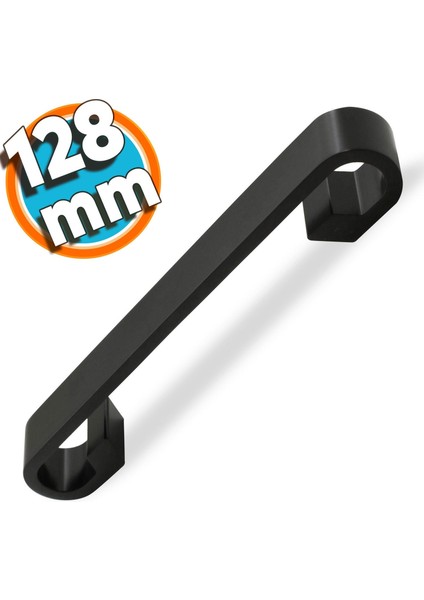 Mobilya Dolap Kapak Çekmece Kulpu Mat Siyah Metal 128 mm