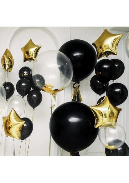 15 Adet Siyah Balon Iç Mekan Dekorasyon Doğum Günü Partisi