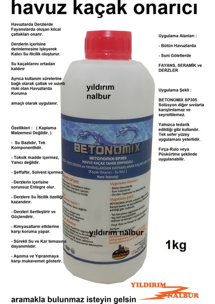 Havuz Kaçak Koruyucu Izolasyon Malzemesi Sızdırmaz Su Geçirmez 1kg fiyatları