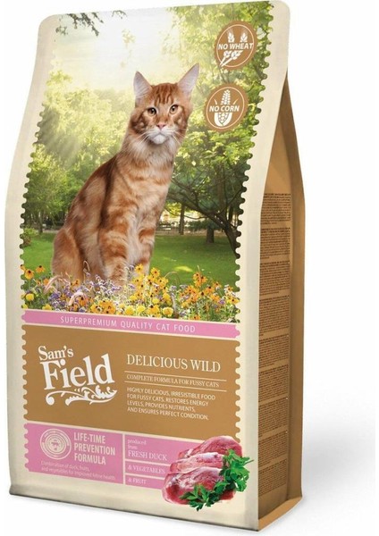 Sam's Field Delicious Wild Ördekli Seçici Kediler İçin Tahılsız Kedi Maması 2.5kg