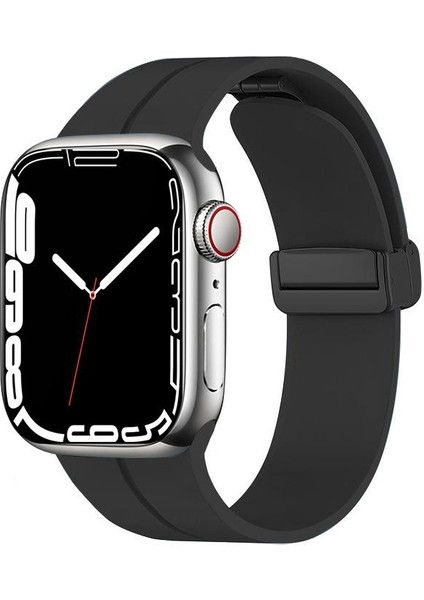 Apple Watch 6 Se 5 4 3 2 1 44 mm 42 mm Uyumlu Silikon Kordon Magnetik D Tokalı Spor Tarzı Kayış