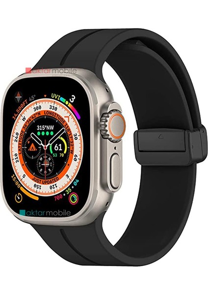 Apple Watch 6 Se 5 4 3 2 1 44 mm 42 mm Uyumlu Silikon Kordon Magnetik D Tokalı Spor Tarzı Kayış