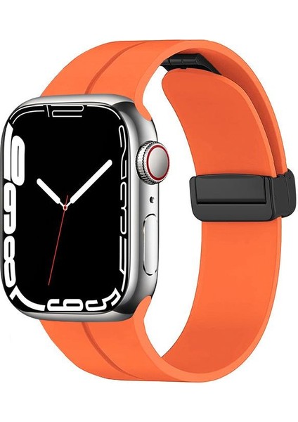 Apple Watch 6 Se 5 4 3 2 1 44 mm 42 mm Uyumlu Silikon Kordon Magnetik D Tokalı Spor Tarzı Kayış