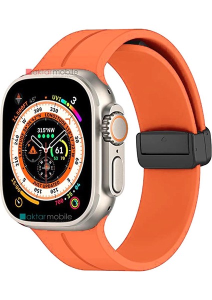 Apple Watch 6 Se 5 4 3 2 1 44 mm 42 mm Uyumlu Silikon Kordon Magnetik D Tokalı Spor Tarzı Kayış