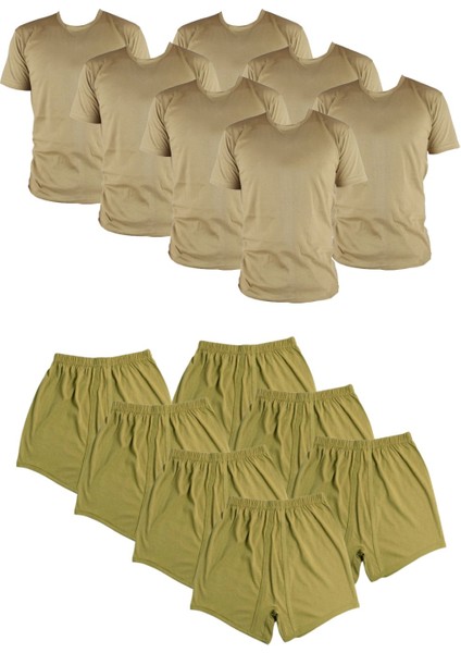 Acemi Bedelli Askerlik Iç Çamaşırı Seti Fanila ve Boxer 7'li Set Pamuklu