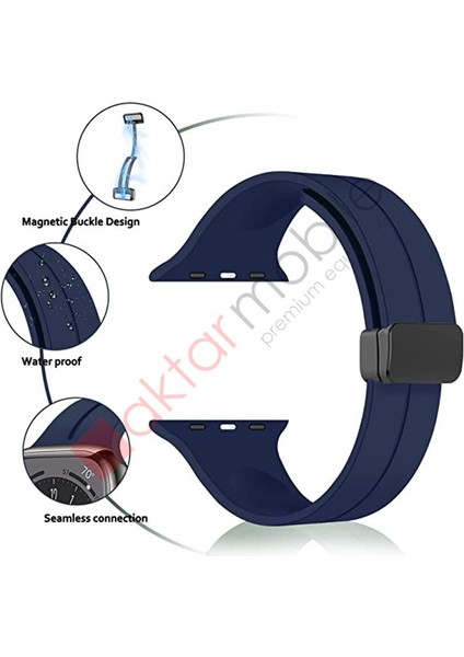 Apple Watch 6 Se 5 4 3 2 1 44 mm 42 mm Uyumlu Silikon Kordon Magnetik D Tokalı Spor Tarzı Kayış