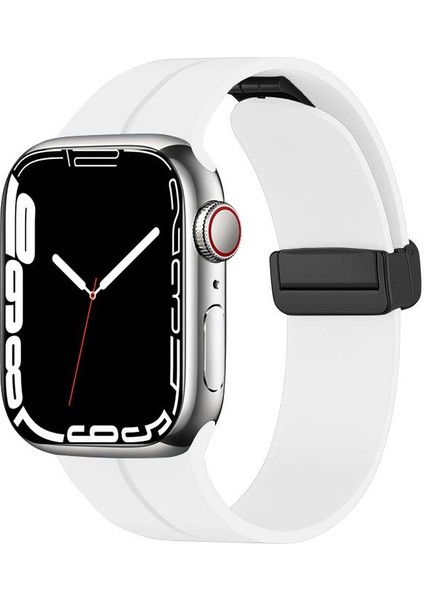 Apple Watch 7 8 45 mm Uyumlu Silikon Kordon Magnetik D Tokalı Spor Kayış Mıknatıslı Toka fiyatları