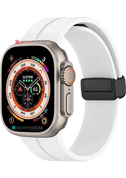 Apple Watch 7 8 45 mm Uyumlu Silikon Kordon Magnetik D Tokalı Spor Kayış Mıknatıslı Toka indirimleri