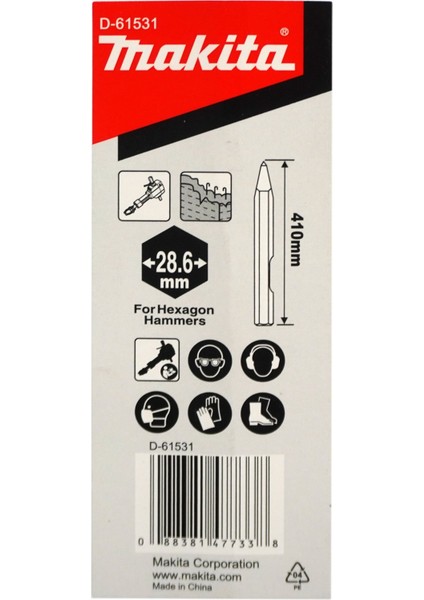 D-61531 28.6 mm Altıgen Şaftlı Sivri Murç Keski 410 mm modelleri