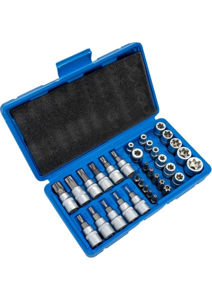5529 3/8" - 1/4" Iç-Dış Torx Bits Uçlu Lokma Anahtar Takımı 34 Parça