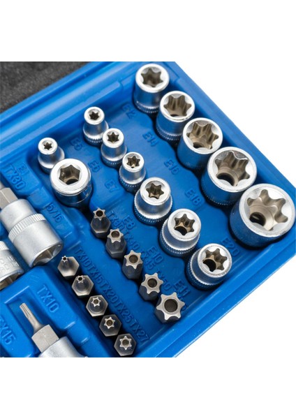 5529 3/8" - 1/4" Iç-Dış Torx Bits Uçlu Lokma Anahtar Takımı 34 Parça