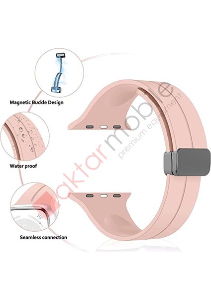 Apple Watch 7 8 41 mm Uyumlu Silikon Kordon Magnetik D Tokalı Spor Kayış Mıknatıslı Toka modelleri