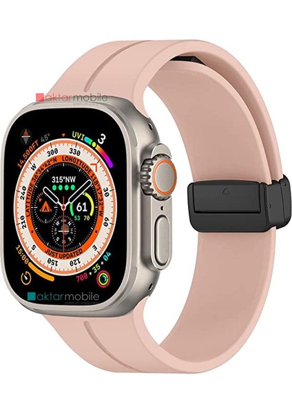 Apple Watch 7 8 41 mm Uyumlu Silikon Kordon Magnetik D Tokalı Spor Kayış Mıknatıslı Toka indirimleri