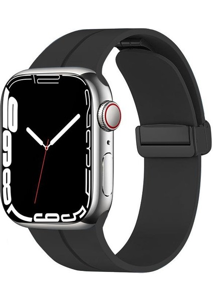 Apple Watch 7 8 45 mm Uyumlu Silikon Kordon Magnetik D Tokalı Spor Kayış Mıknatıslı Toka fiyatları