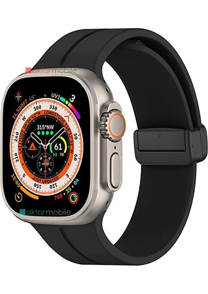 Apple Watch 7 8 45 mm Uyumlu Silikon Kordon Magnetik D Tokalı Spor Kayış Mıknatıslı Toka indirimleri