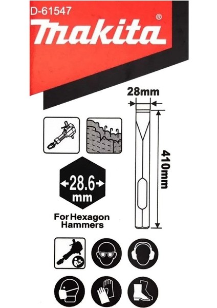 D-61547 28.6 mm Altıgen Şaftlı Yassı Keski 410 mm fırsatları