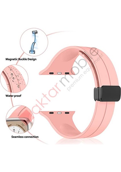 Apple Watch 7 8 45 mm Uyumlu Silikon Kordon Magnetik D Tokalı Spor Kayış Mıknatıslı Toka modelleri