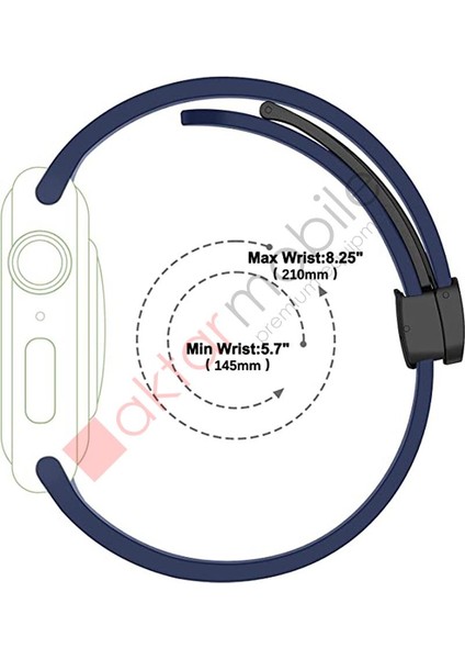 Apple Watch 7 8 41 mm Uyumlu Silikon Kordon Magnetik D Tokalı Spor Kayış Mıknatıslı Toka