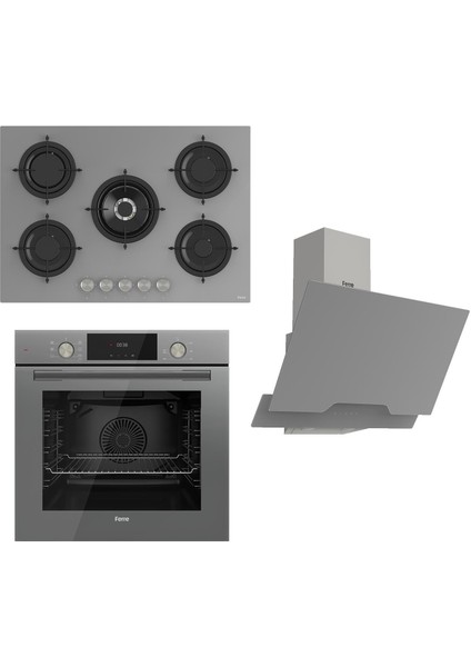 Flowart Serisi Gri Ankastre Set (RS038+ QMS63CPR +D065 )