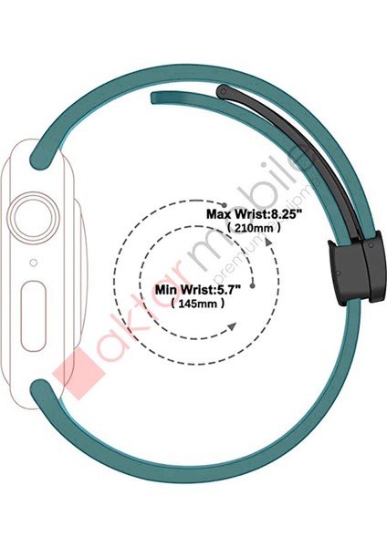 Apple Watch 7 8 41 mm Uyumlu Silikon Kordon Magnetik D Tokalı Spor Kayış Mıknatıslı Toka