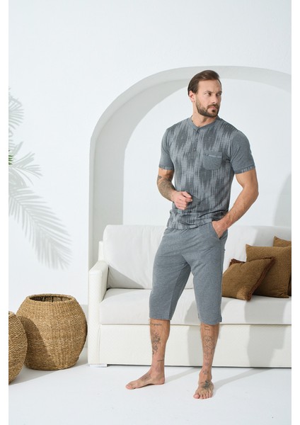 9457 Erkek Yazlık Kapri Pijama Takım