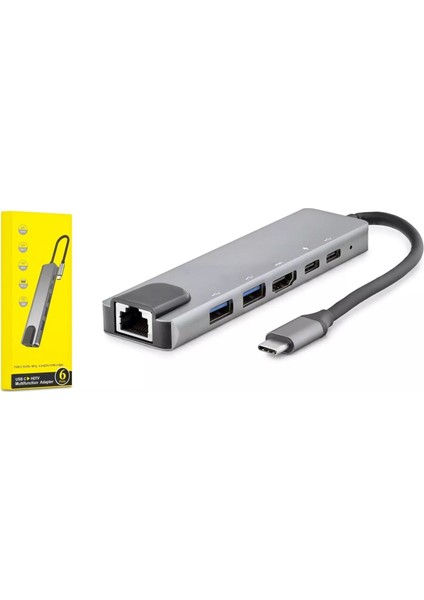 HDX7791 Çevirici Type-C To 3.0 6 In 1 USB + Hdtv 4K Çevirici