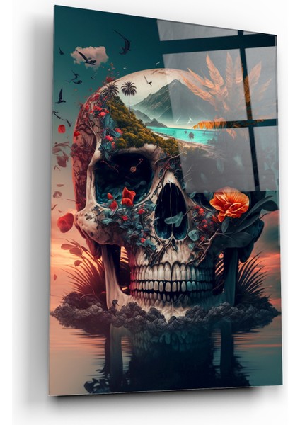 Tropikal Kafatası Adası Cam Tablo fiyatları