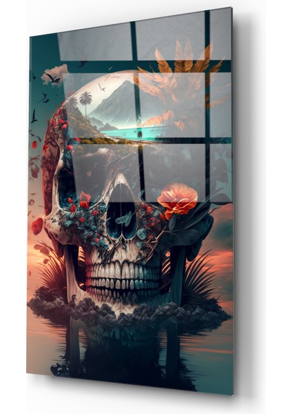 Tropikal Kafatası Adası Cam Tablo modelleri