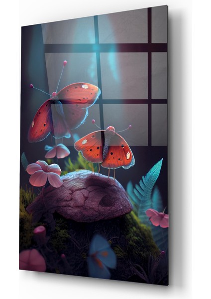 Orman Kelebekleri Dekoratif Cam Tablo modelleri