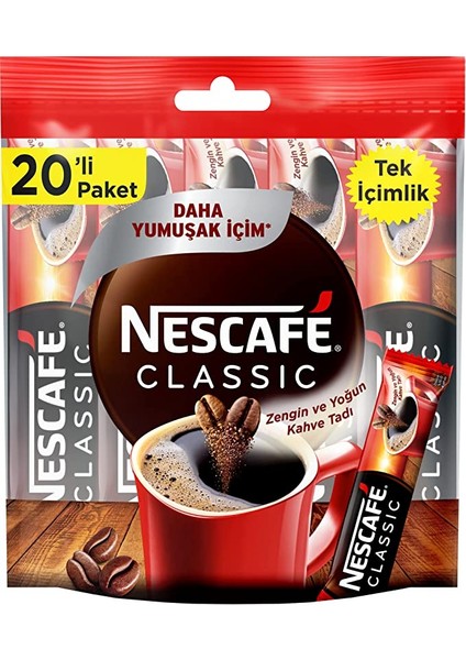 Nescafe Classic Tek Içimlik 20'li Paket Daha Yumuşak Içim